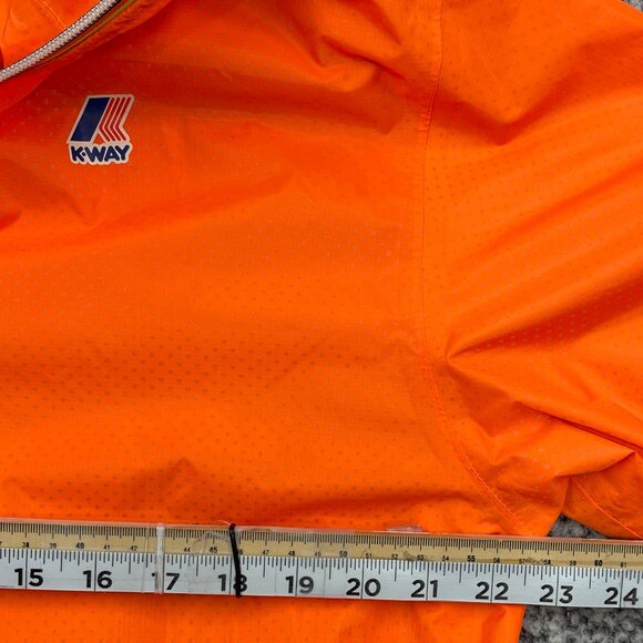 K‑Way Le Vrai 3.0 Orange Hooded Waterproof Windbreaker Rain Jacket Men's L - Picture 11 of 14